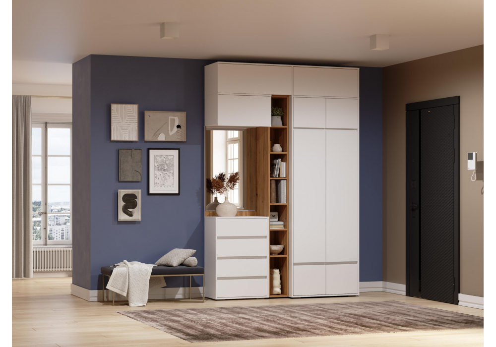 Прихожая Woodville Роут белый комплектация 5