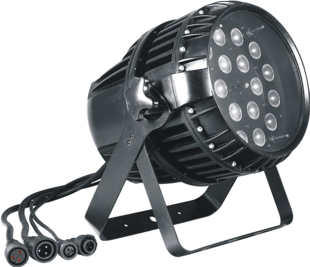 PL-P169 — светодиодный PAR-прожектор 18×15 Вт RGBWA с зумом 19°–50° IP65