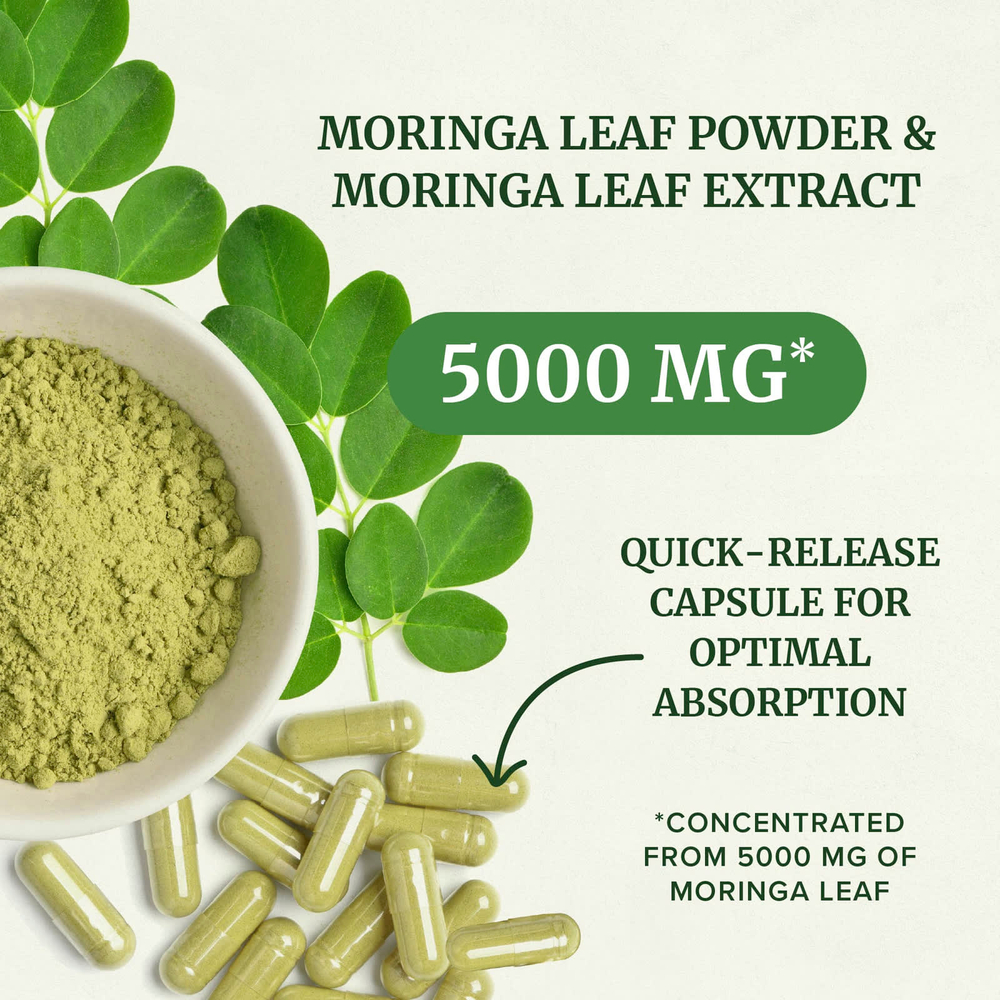 Nobi Nutrition, чистая моринга, 5000 мг, 60 капсул