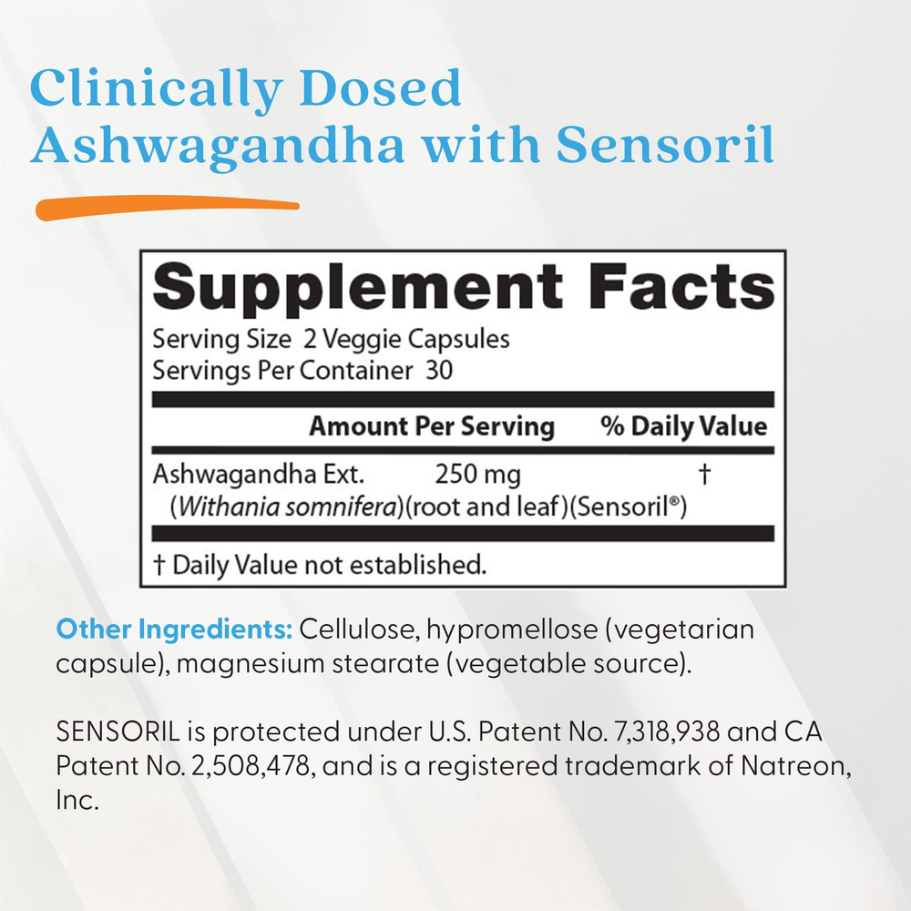 Doctor's Best, ашваганда с Sensoril, 125 мг, 60 вегетарианских капсул