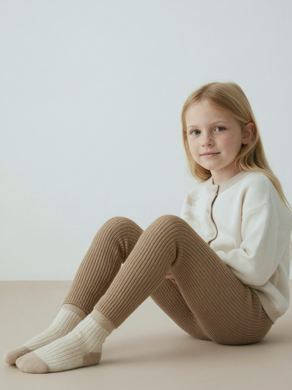 Леггинсы вязаные детские кофейный