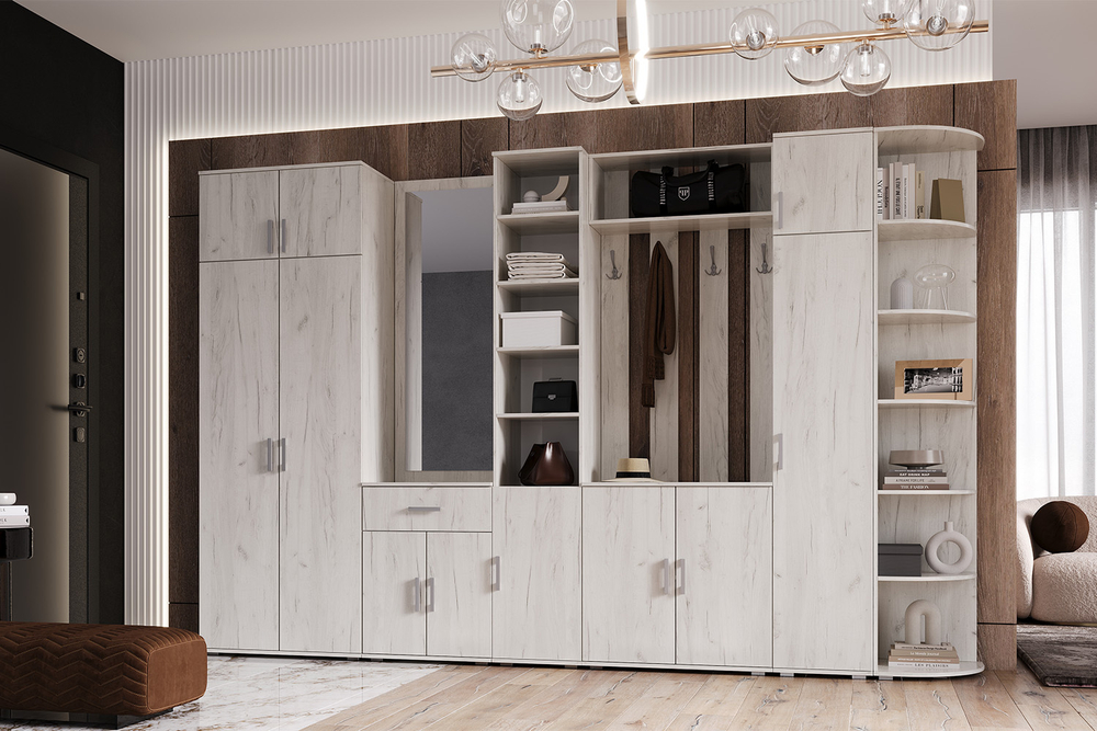 Тумба с вешалкой Ева, Дуб крафт белый