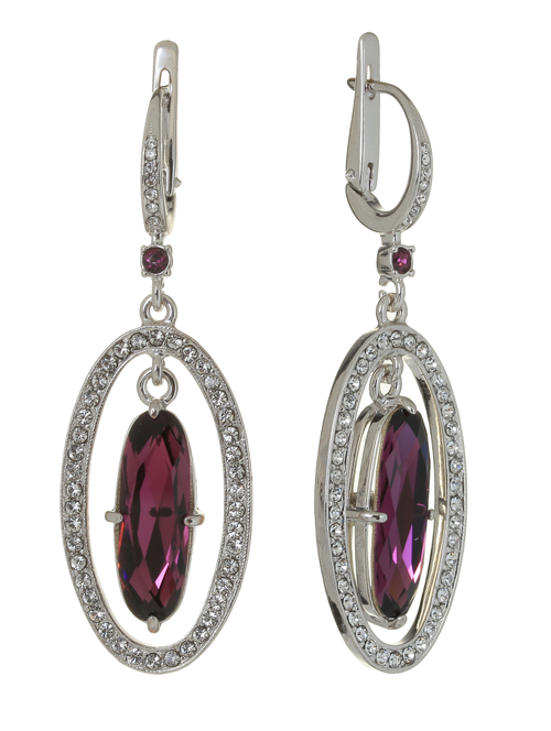 "Коул" серьги в родиевом покрытии из коллекции "Алмазный фонд" от Jenavi  с английским замком