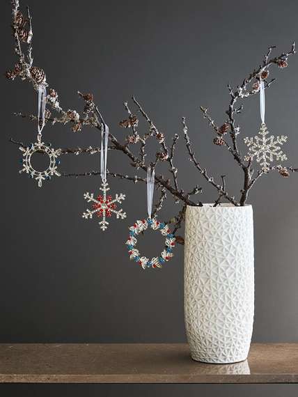 Набор из 4 украшений, 10 см, бусины