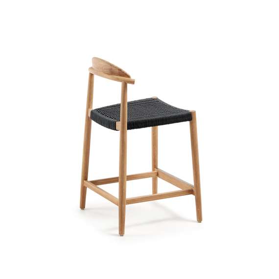 Полубарный стул Nina 62 см из массива акации с натуральной отделкой и черной веревкой