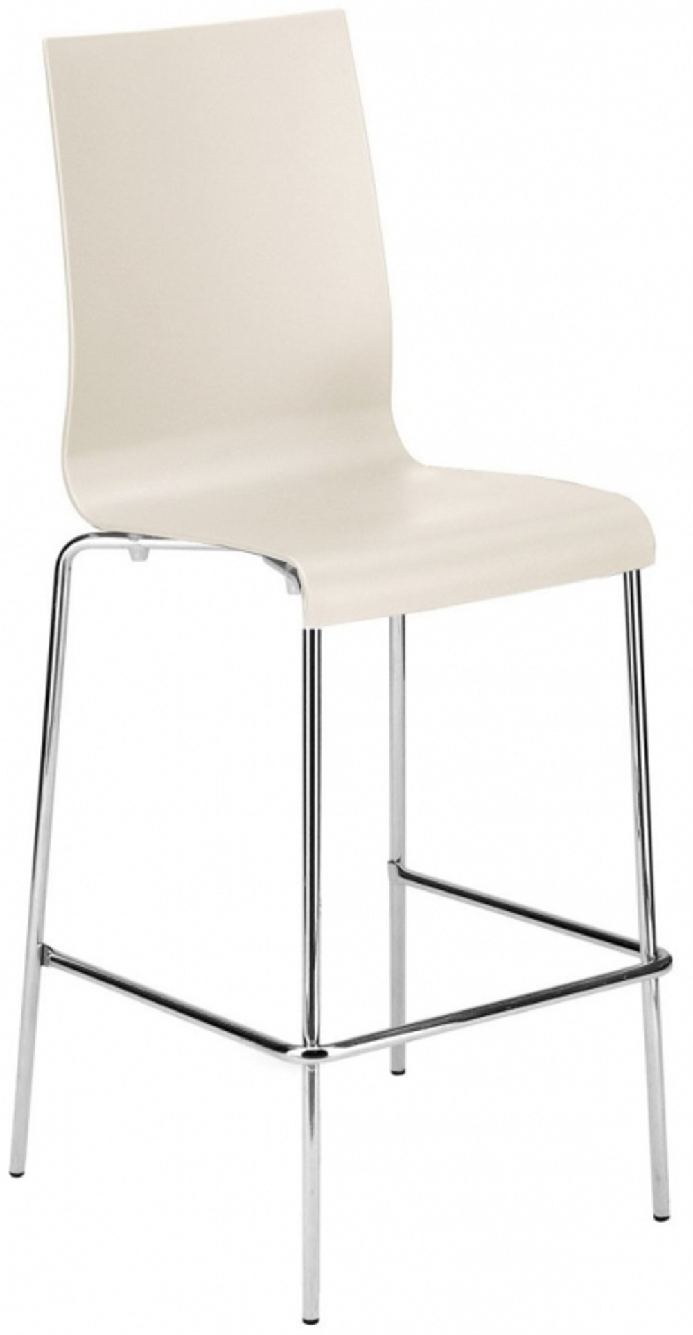 Стул пластиковый барный Papatya Icon-B, хромированный, слоновая кость