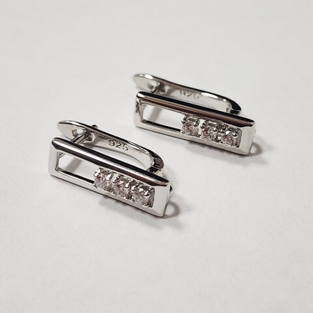 Ювелирные швензы, родий, фианиты, английский замок, люкс фурнитура