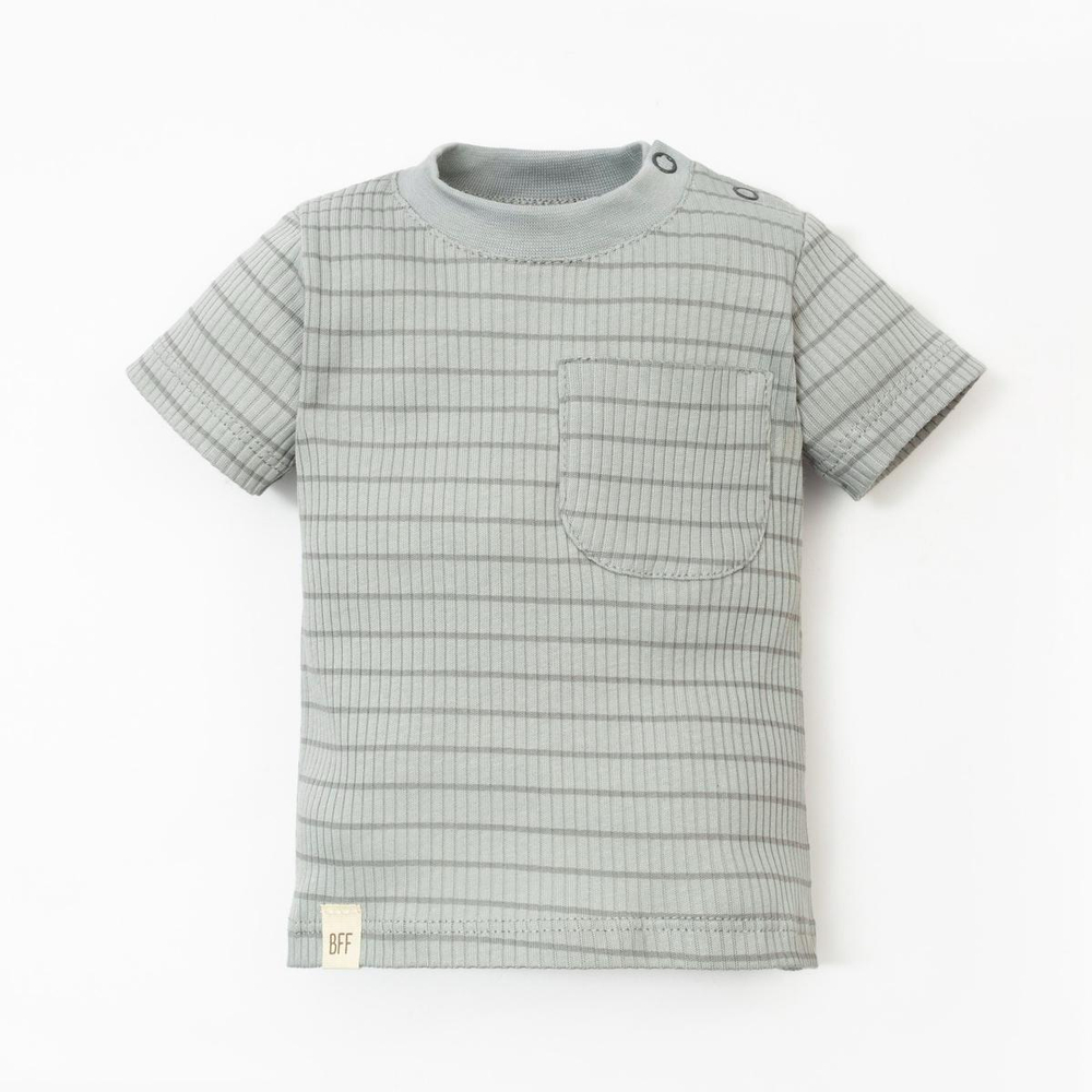 Футболка для мальчиков "Basic line" рост 62-68 см, полоска серая 9235903 (Крошка Я), 1 шт.