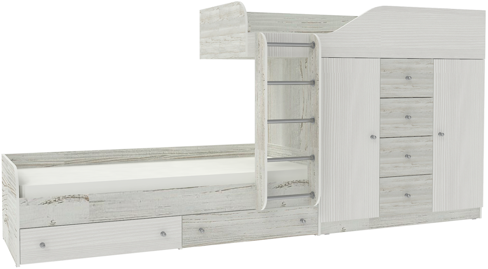Двухъярусная кровать КарИВи Астра 6 Винтерберг Белое Дерево