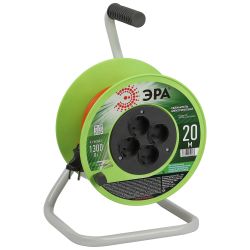 Удлинитель силовой ЭРА RP-4-2x0.75-20m на пластиковой катушке без заземления 4 розетки 20м ПВС 2х0,75мм2 | Силовые удлинители
