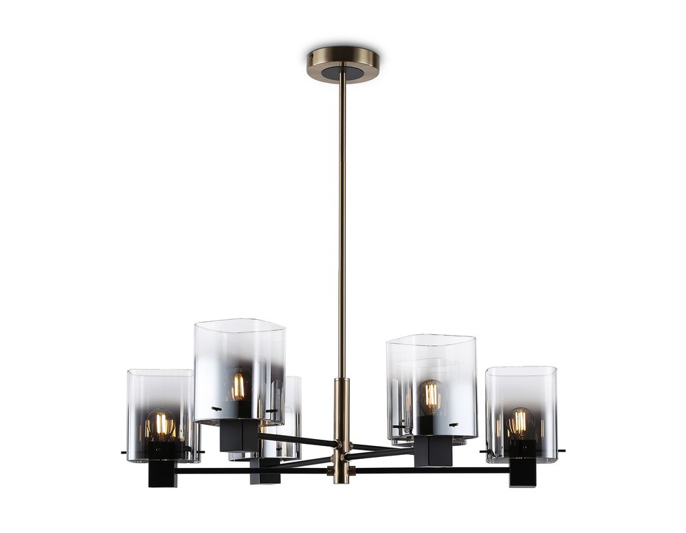 Светильник подвесной LH57041/6 BK/DBS/SM черный/темная латунь/дымчатый E14/6 max 40W D690*690