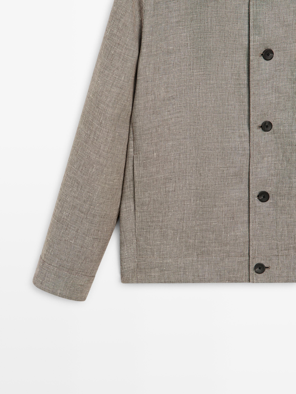 Massimo Dutti Бомбер из смесового льна с воротником, бежевый