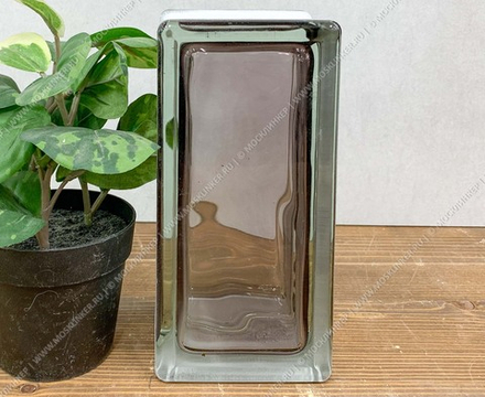 Стеклоблок Vitrablok Половинка Чёрный Волна 19x9x8 - окрашенный внутри