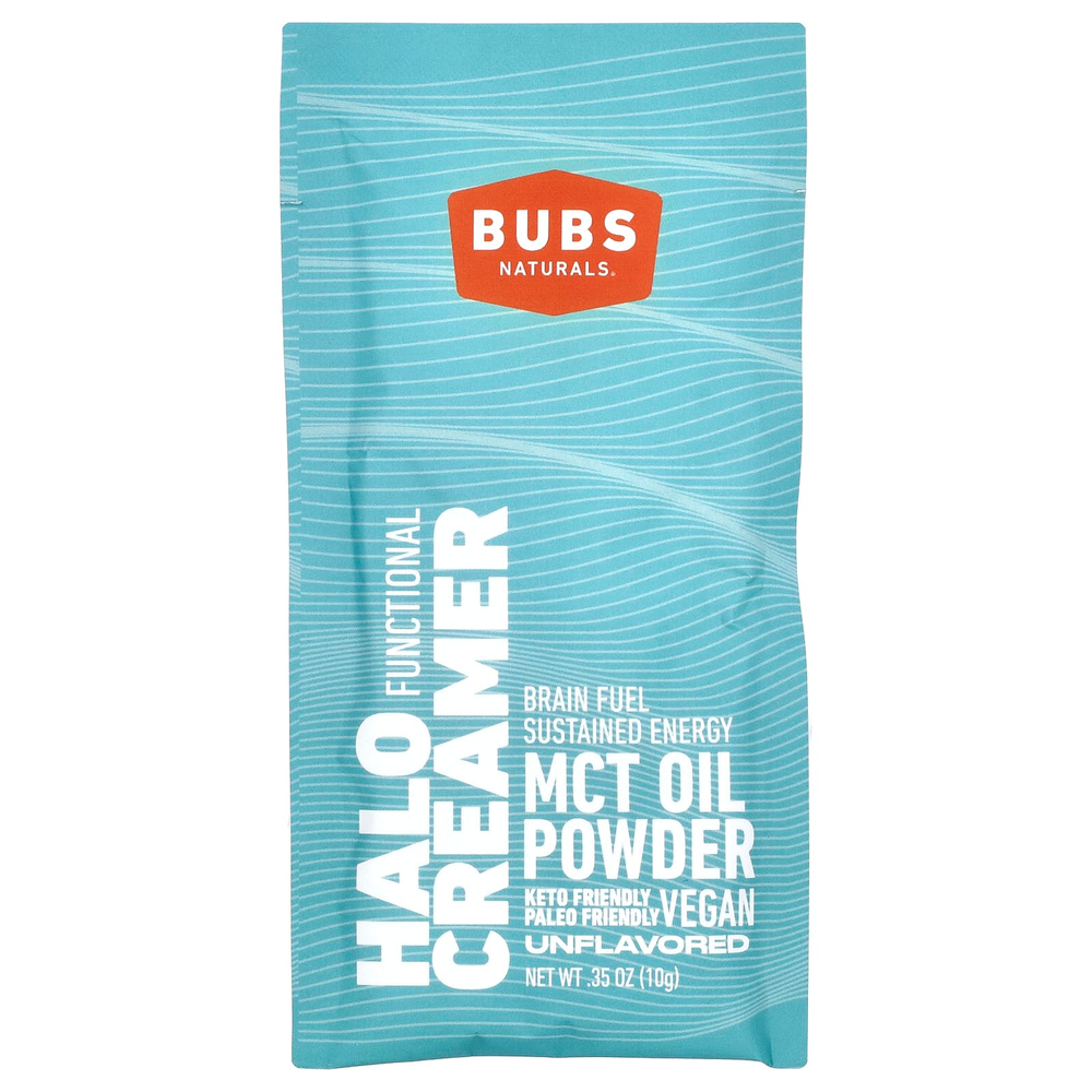 BUBS Naturals, Halo Functional Creamer, порошок из масла MCT, без добавок, 14 пакетиков по 10 г (0,35 унции)