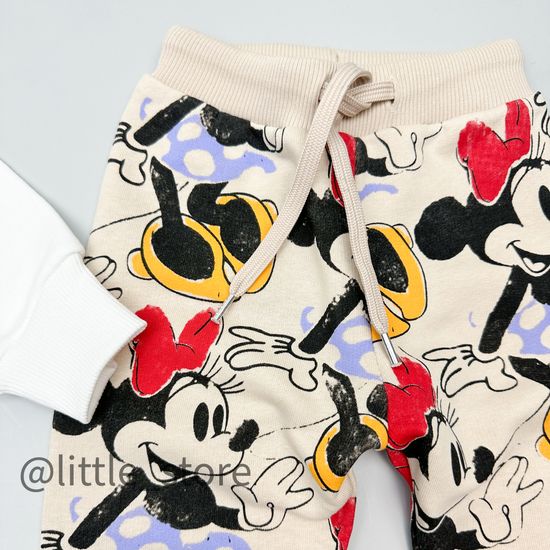 Комплект из футера "Minnie mouse" белый/бежевый