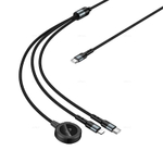 Зарядный кабель 3в1 (iWatch+Type-C+iP) Hoco CW64 (black)