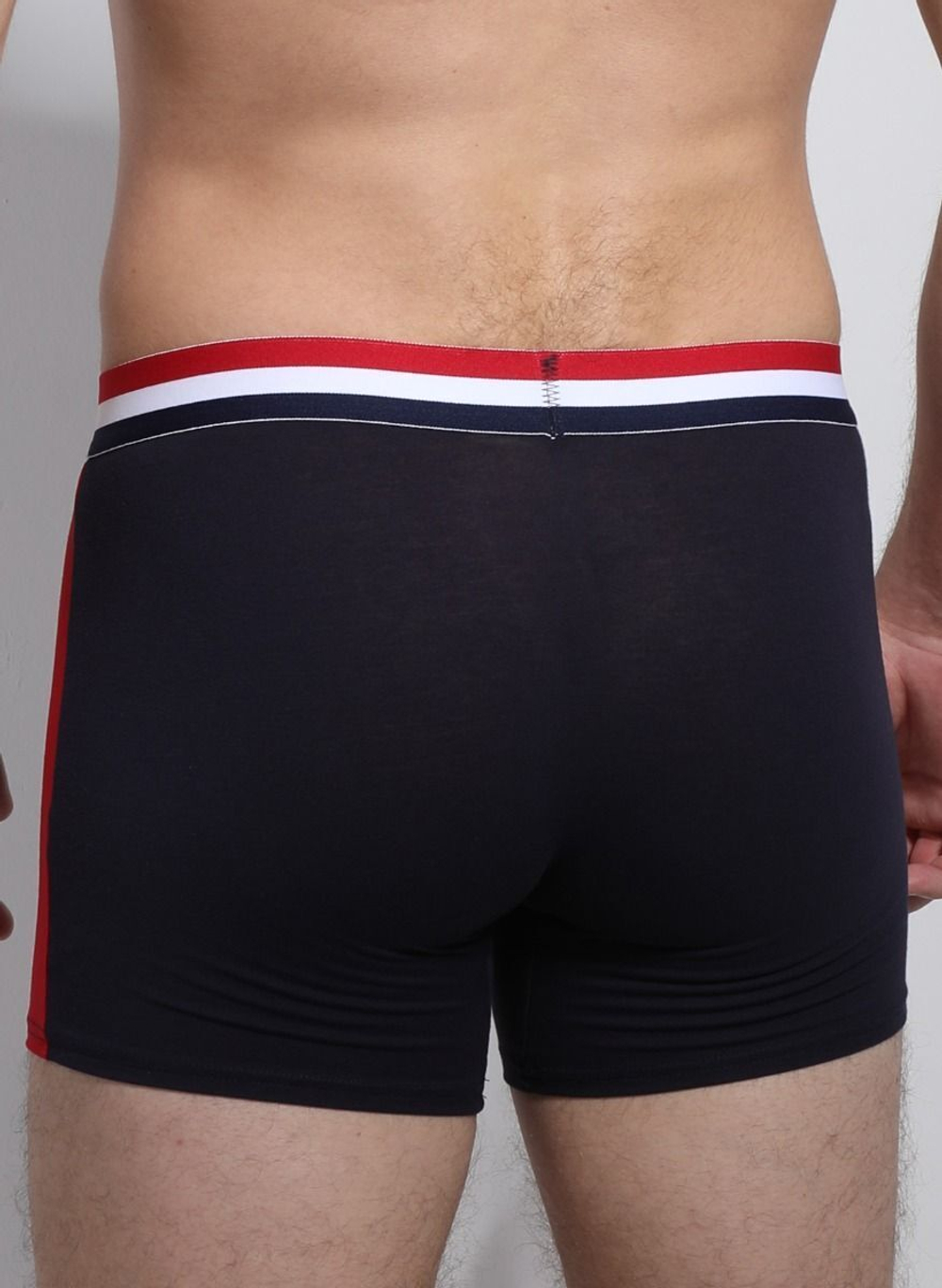 Трусы-боксеры с широкими цветными полосами по бокам (Размер: XL) (Цвет: темно-синий)