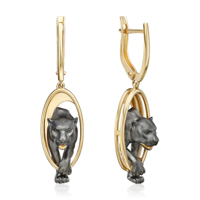 Серьги «Королевы саванны» с английским замком из лимонного золота 02-5302-00-000-1130