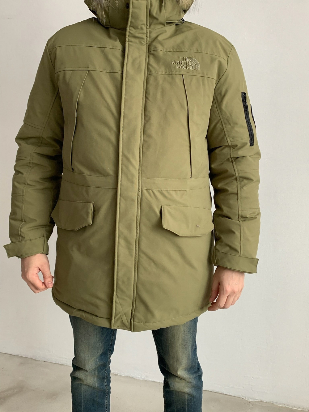 Куртка длинная зеленая THE NORTH FACE