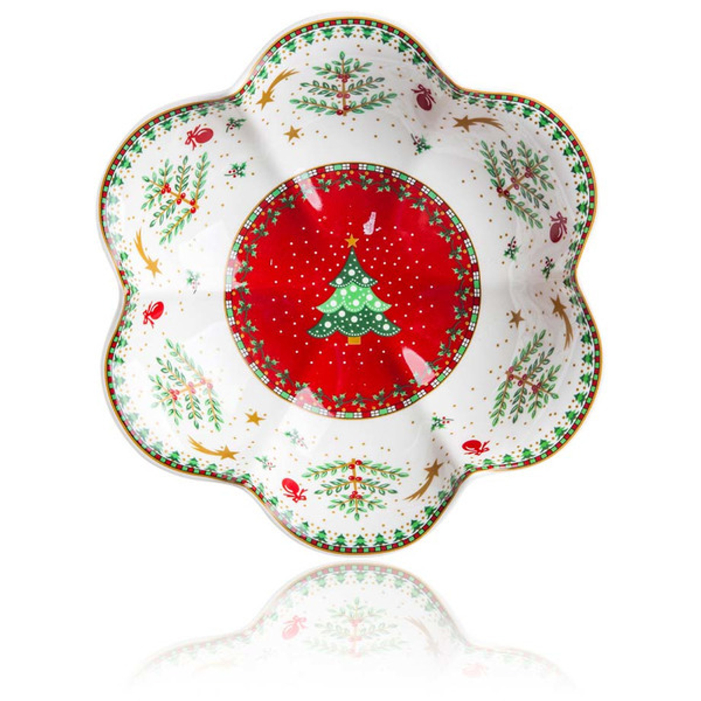 Блюдо-цветок 24см Рождественская ель Lamart