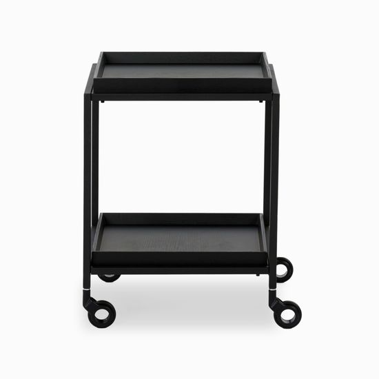 Кофейный стол Dumbo 41х41 на колесиках черный металл и дерево