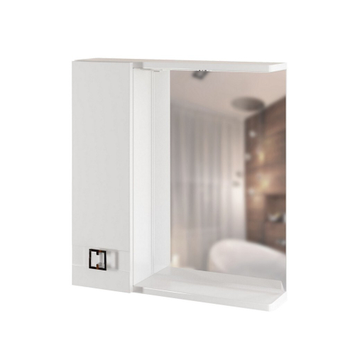 Зеркальный шкаф "КВАДРО-65" левый с подсветкой (ПВХ)