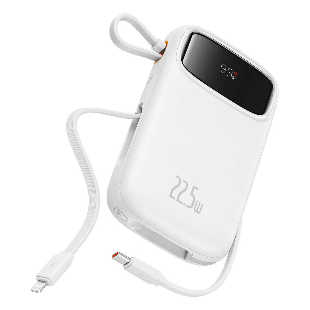 Внешний аккумулятор Baseus Qpow2 Dual-Cable Digital Display Fast Charge Power Bank 10000mAh 22.5W - Stellar White