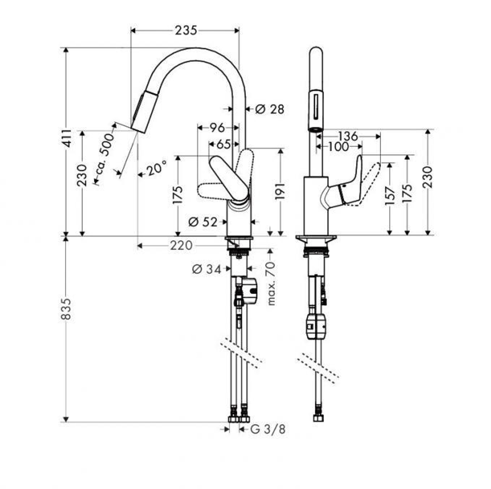 Смеситель для кухни с выдвижным душем Hansgrohe Focus 31815800