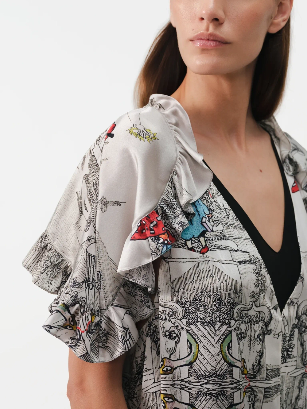 Платье многослойное принтованное OLA OLA