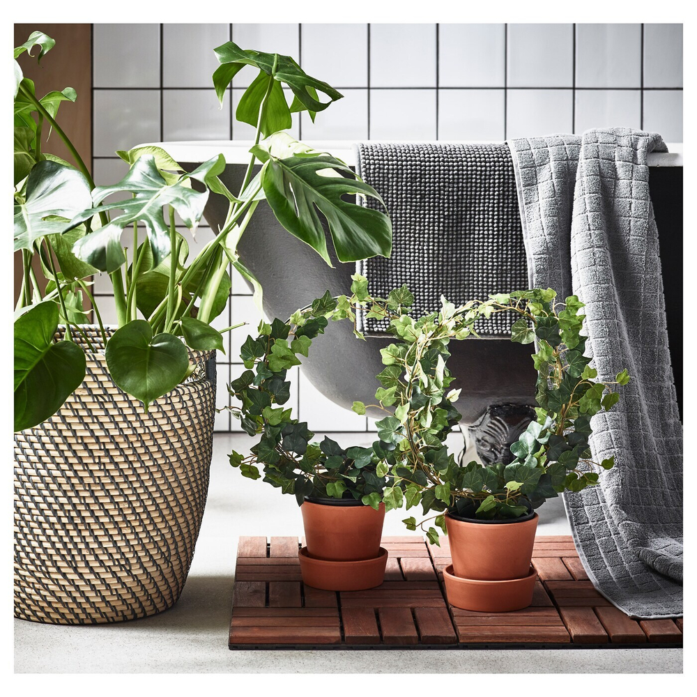 IKEA RÅGKORN  (ИКЕА РÅГКОРН)  -  Крышка для цветочного горшка, крытый/открытый, темно-серый/бежевый, 24 см