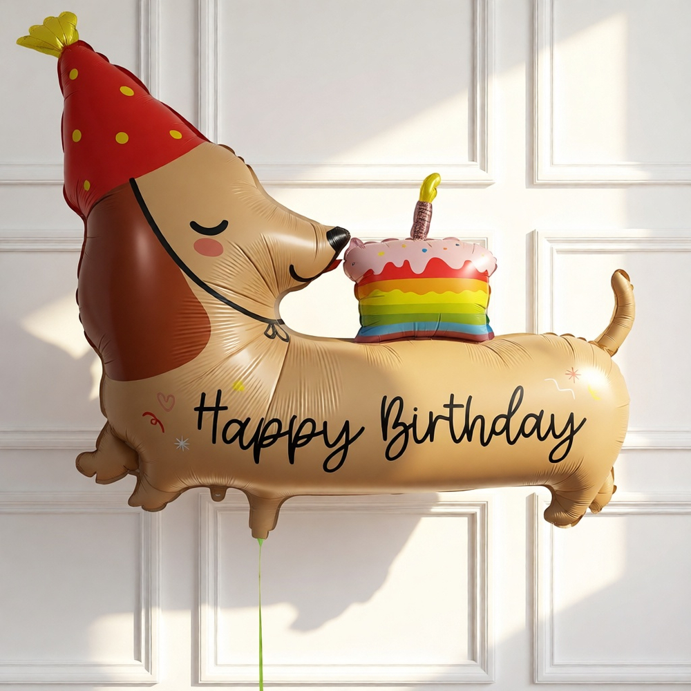 Фольгированный шар-фигура «Happy Birthday. Такса в колпаке», 109 см