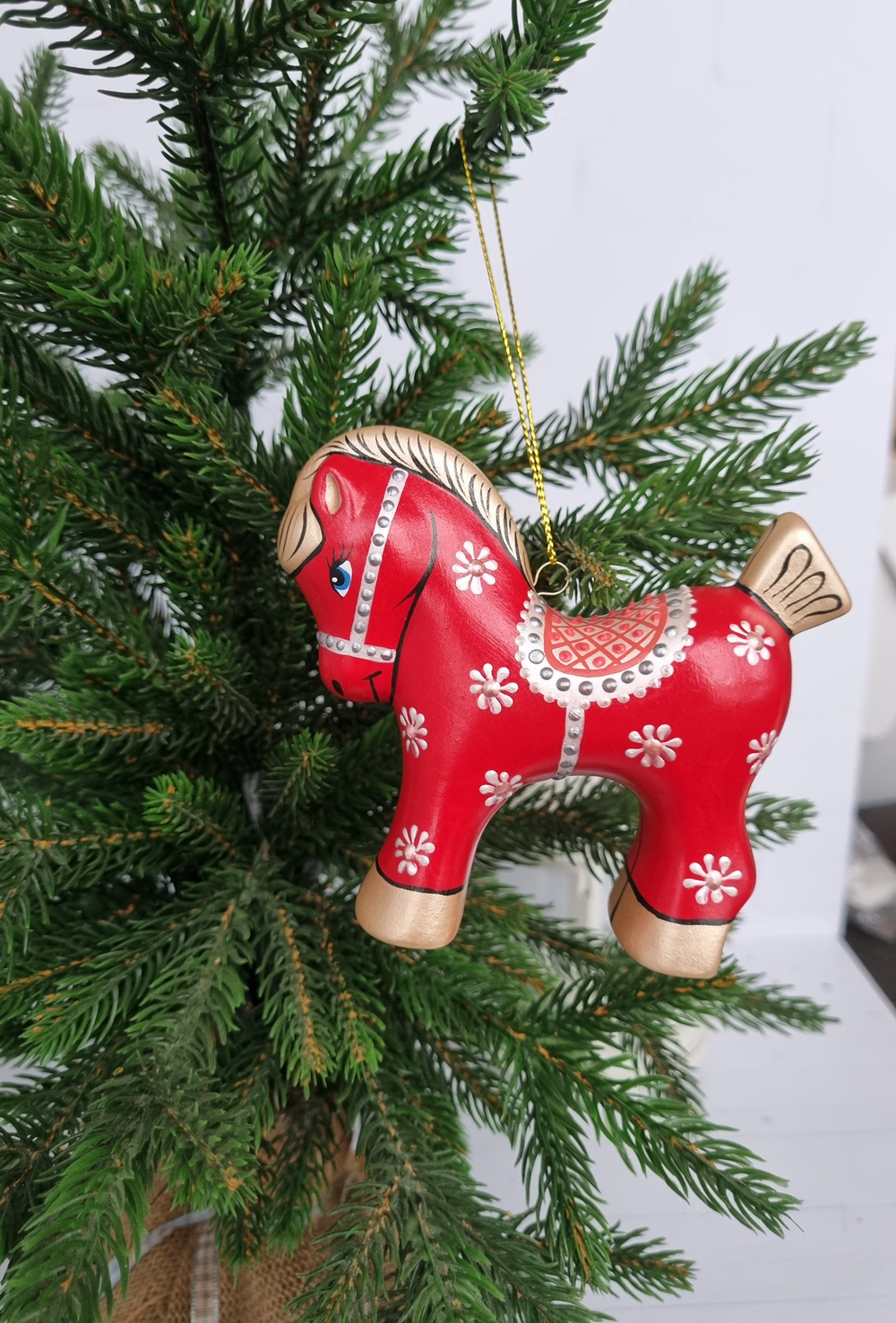 Конь-Огонь ёлочная игрушка из фарфора