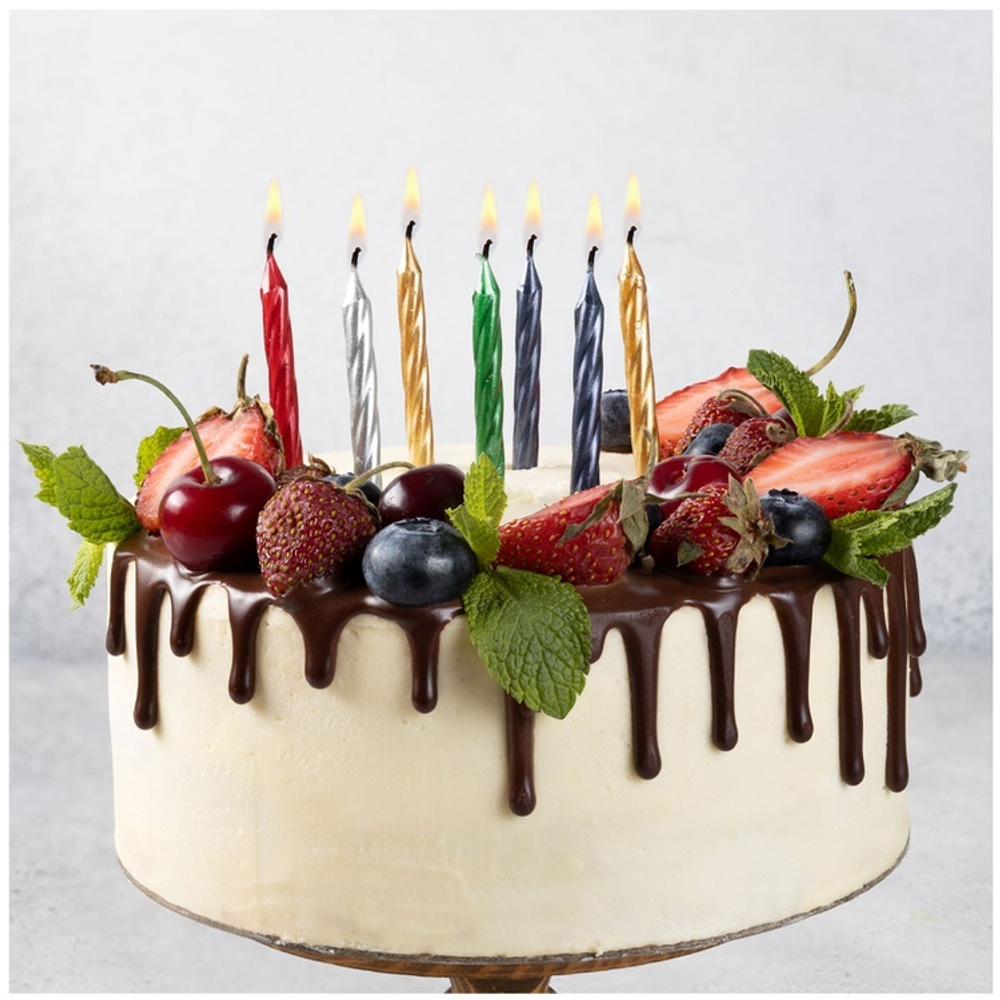 Свечи для торта «Металлик» цветные 6 см, 10 шт