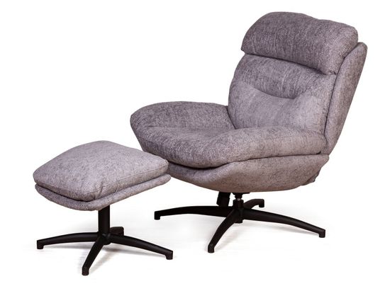 Кресло качалка с вращением и оттоманкой Magnus цвет серый
