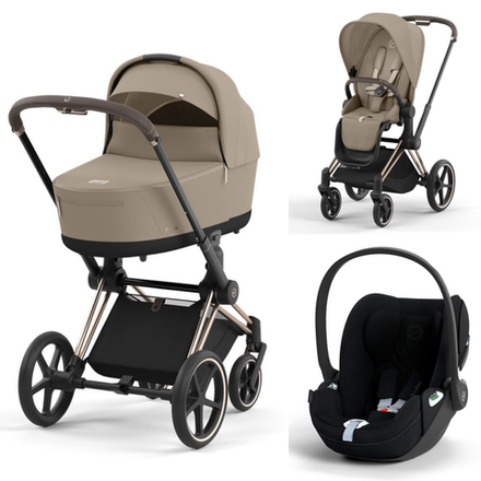 Коляска Cybex Priam IV 3 в 1 цвет Cozy Beige на шасси Rosegold