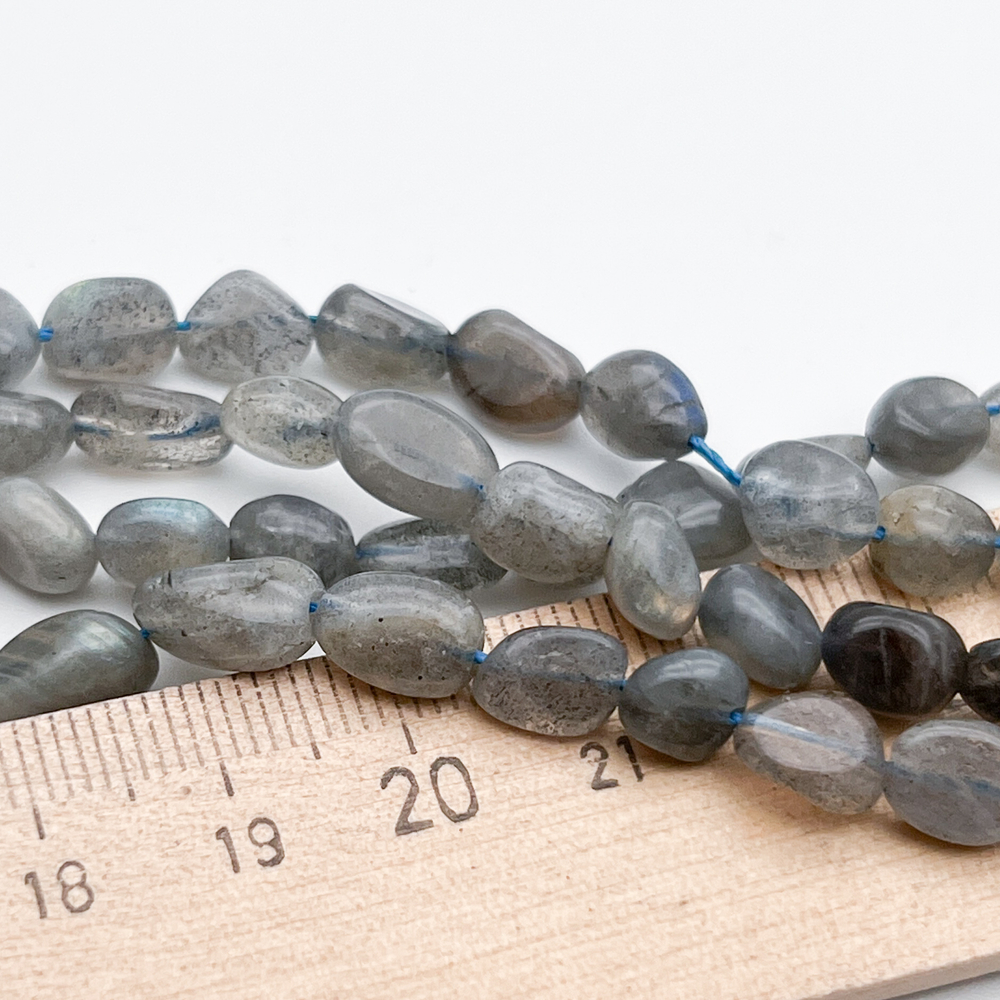 Лабрадор бусины, галтовка около 7-9 мм, цена за нить 38 см