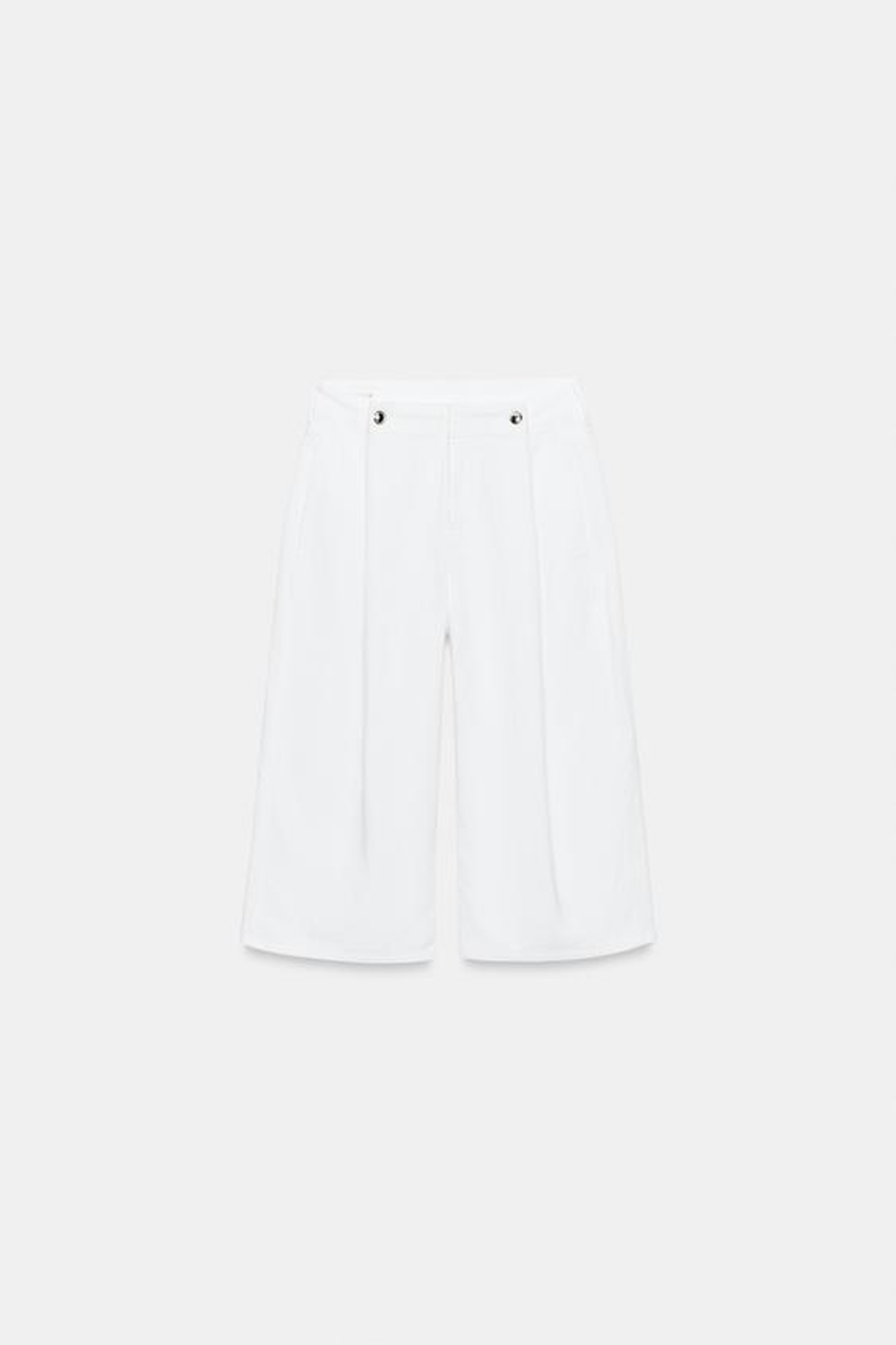 ZARA ДЛИННЫЕ ДЖИНСОВЫЕ ШОРТЫ Z1975 С ПУГОВИЦАМИ, БЕЛЫЙ