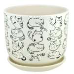 Горшок керамический Коты белый бук №2