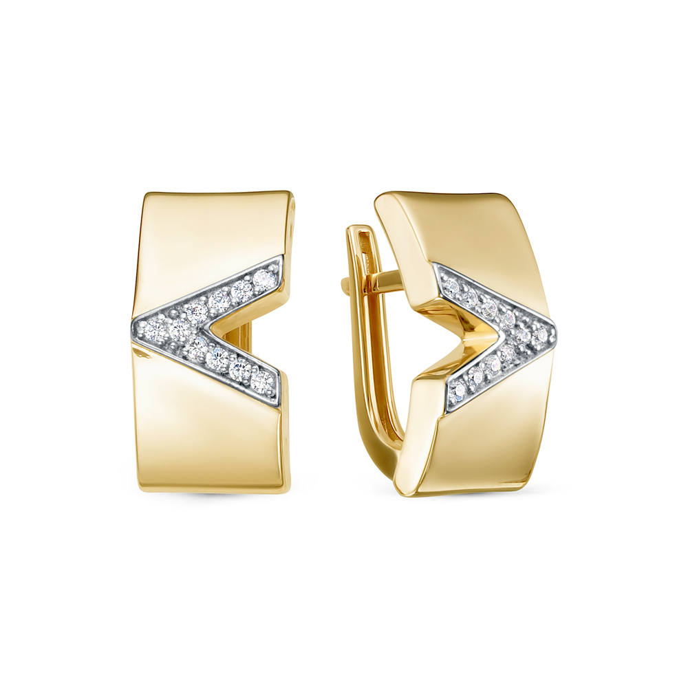 Серьги из золота 585 пробы с Фианит
