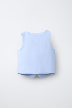 ZARA ЖИЛЕТ С ДЕКОРАТИВНЫМИ ПУГОВИЦАМИ, ГОЛУБОЙ