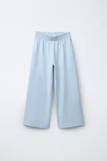 ZARA ПЛОТНЫЕ БРЮКИ WIDE LEG, НЕБЕСНО-ГОЛУБОЙ
