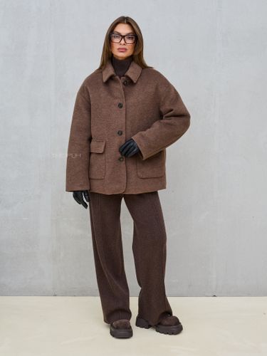 Короткая шерстяная куртка-пальто в цвете шоколад