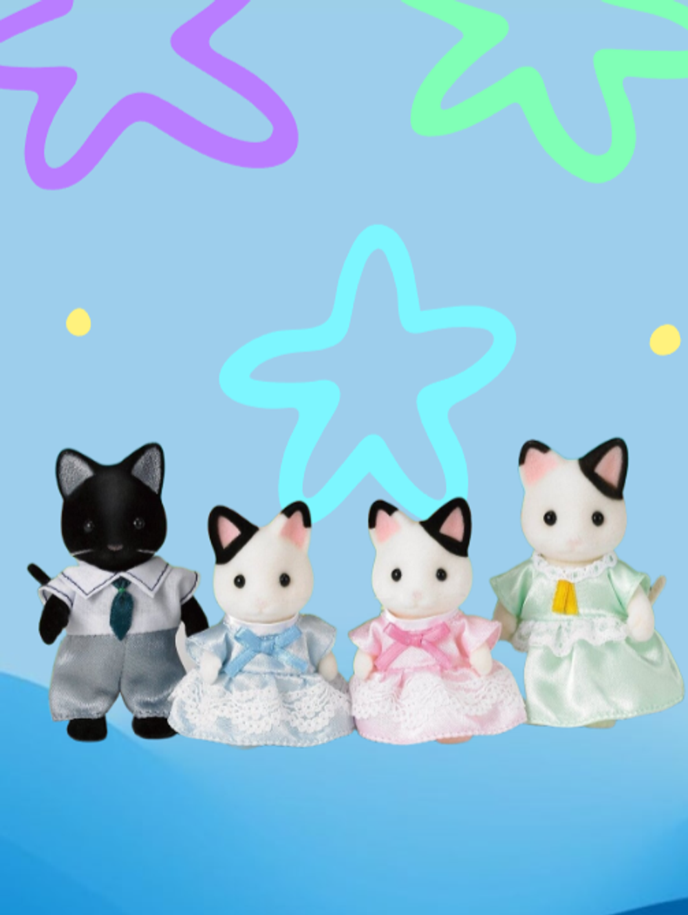 Игровой набор Sylvanian Families «Семья чёрно-белых котов» 5181 — фигурки