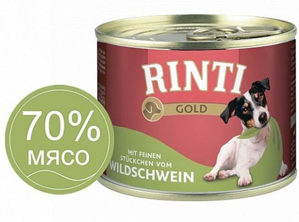 RINTI GOLD mit Wildschwein Дикий кабан Влажный корм для собак - 0,185 кг