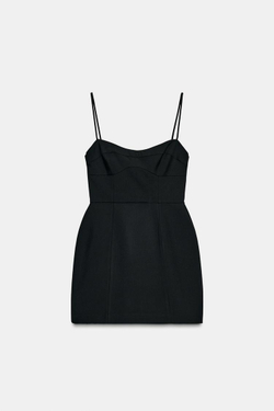 ZARA КОРОТКОЕ ПЛАТЬЕ НА БРЕТЕЛЯХ, ЧЕРНЫЙ