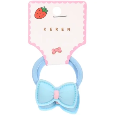 Резинка для волос детские 2шт на на блистере «УЛЫБКА», бантики, микс 6 цветов, d-3.5см (пакет с подвесом)