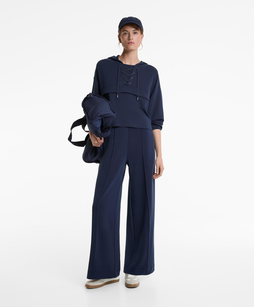 Oysho Толстовка мягкая на ощупь с перекрещивающимися шнурками и модалом, военно-морской