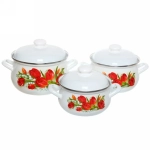 Набор посуды эмалированной 3 предмета «Ласковый май» (2л, 3л, 4,5л) низкий