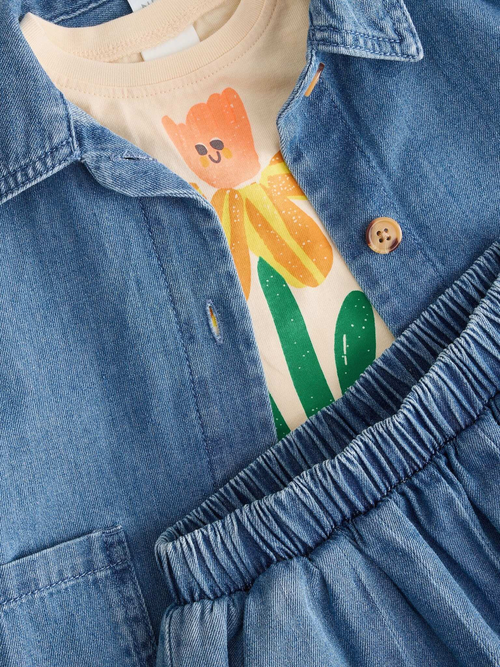 Рубашка джинсовая и брюки джинсовые в комплекте для девочки Next E37-888, Синий