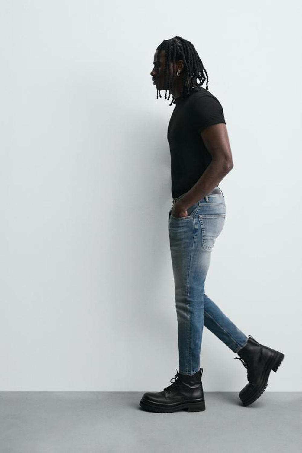 ZARA УКОРОЧЕННЫЕ ДЖИНСЫ SKINNY, ВЫЦВЕТШИЙ СИНИЙ